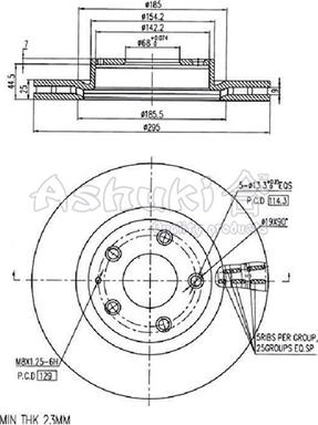 Ashuki 0990-1013 - Гальмівний диск autozip.com.ua