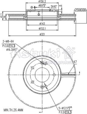 Ashuki 0990-1350 - Гальмівний диск autozip.com.ua