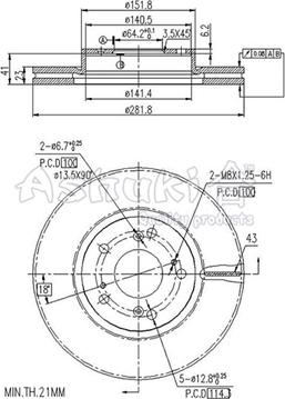 Ashuki 0990-8404 - Гальмівний диск autozip.com.ua