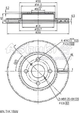 Ashuki 0990-7612 - Гальмівний диск autozip.com.ua