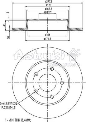 Ashuki 0993-0401 - Гальмівний диск autozip.com.ua