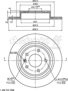 Ashuki 0993-1190 - Гальмівний диск autozip.com.ua