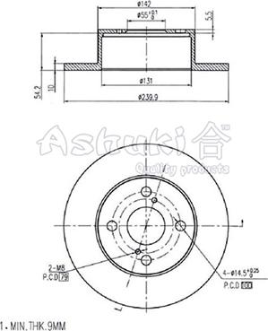 Ashuki 0993-8402 - Гальмівний диск autozip.com.ua