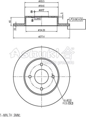 Ashuki 0993-8301 - Гальмівний диск autozip.com.ua