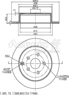 Ashuki 0993-2402 - Гальмівний диск autozip.com.ua