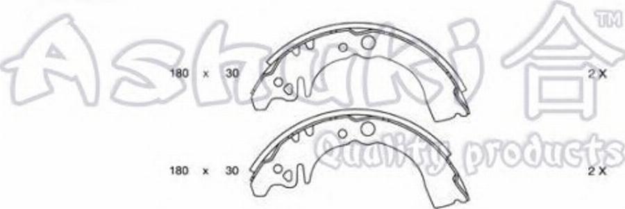 Ashuki 1050-1206 - Комплект гальм, барабанний механізм autozip.com.ua