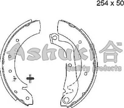 Ashuki 1050-2501 - Комплект гальм, барабанний механізм autozip.com.ua