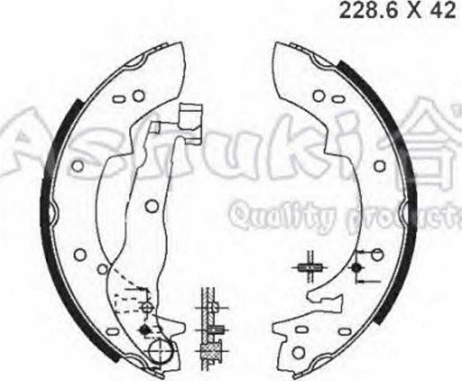 Ashuki 1050-7108 - Комплект гальм, барабанний механізм autozip.com.ua