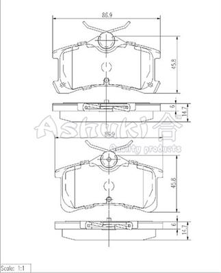 Ashuki 1083-6202 - Гальмівні колодки, дискові гальма autozip.com.ua