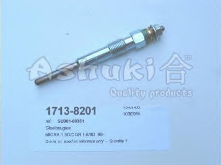 Ashuki 1713-8201 - Свічка розжарювання autozip.com.ua