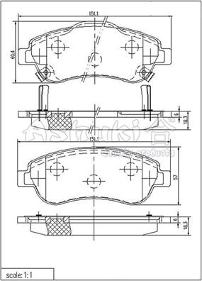 Ashuki H025-45 - Гальмівні колодки, дискові гальма autozip.com.ua