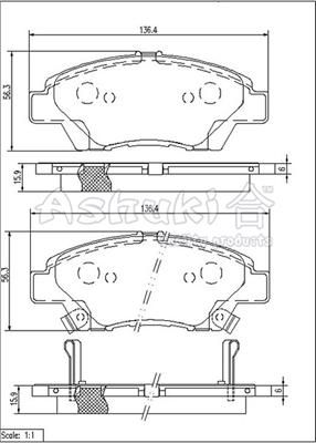 Ashuki H025-62 - Гальмівні колодки, дискові гальма autozip.com.ua