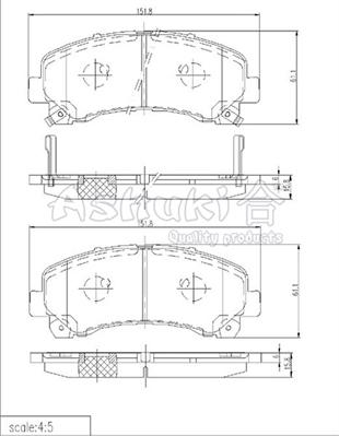 Ashuki IS015-51 - Гальмівні колодки, дискові гальма autozip.com.ua