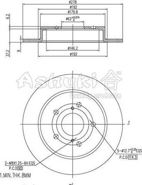 Ashuki K016-62 - Гальмівний диск autozip.com.ua