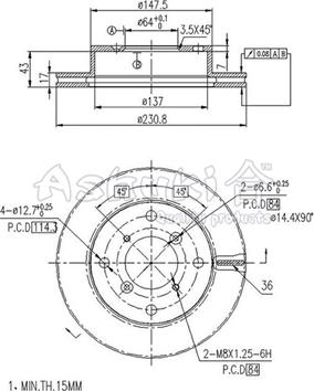 Ashuki K016-04 - Гальмівний диск autozip.com.ua