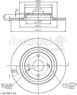 Ashuki M606-44 - Гальмівний диск autozip.com.ua