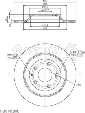 Ashuki M606-54 - Гальмівний диск autozip.com.ua