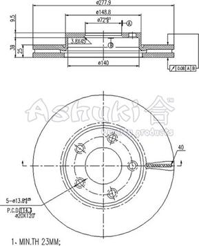 Ashuki M606-35 - Гальмівний диск autozip.com.ua