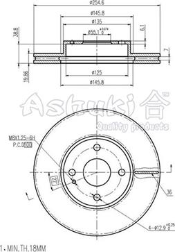 Ashuki M613-10 - Гальмівний диск autozip.com.ua