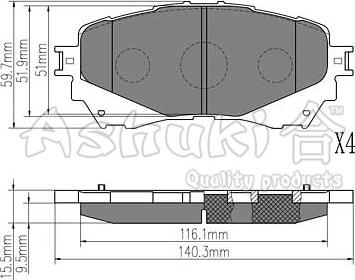 Ashuki M050-45 - Гальмівні колодки, дискові гальма autozip.com.ua