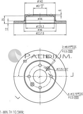 Ashuki P330-016 - Гальмівний диск autozip.com.ua