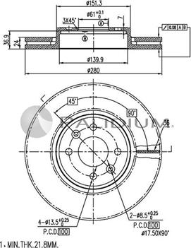 Ashuki P330-039 - Гальмівний диск autozip.com.ua