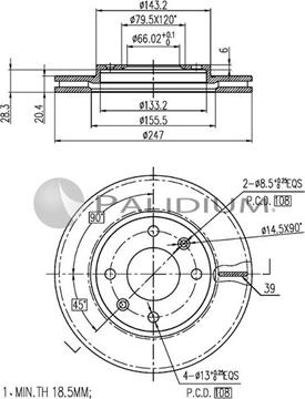 Ashuki P330-035 - Гальмівний диск autozip.com.ua