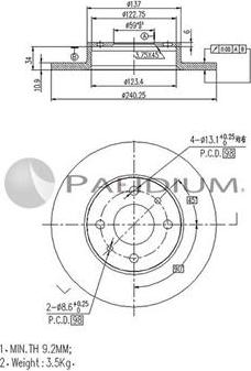 Ashuki P331-048 - Гальмівний диск autozip.com.ua