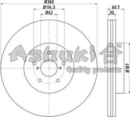 Ashuki T603-62 - Гальмівний диск autozip.com.ua