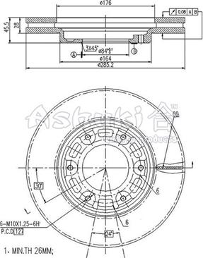 Ashuki T602-77 - Гальмівний диск autozip.com.ua