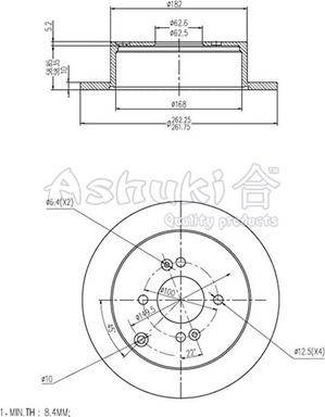 Ashuki Y089-17 - Гальмівний диск autozip.com.ua