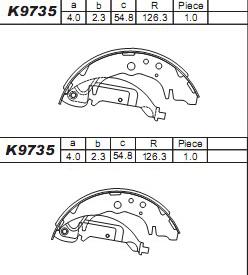 Asimco K9735 - Комплект гальм, барабанний механізм autozip.com.ua