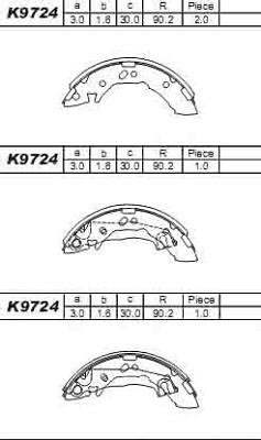 Asimco K9724 - Комплект гальм, барабанний механізм autozip.com.ua