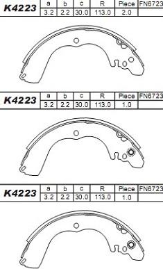 Asimco K4223 - Комплект гальм, барабанний механізм autozip.com.ua