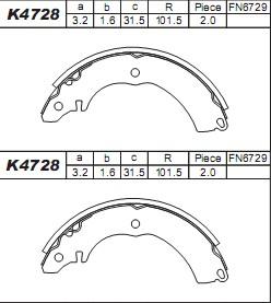 Asimco K4728 - Комплект гальм, барабанний механізм autozip.com.ua