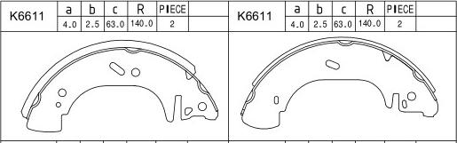 Asimco K6611 - Комплект гальм, барабанний механізм autozip.com.ua