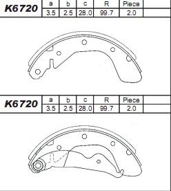 Asimco K6720 - Комплект гальм, барабанний механізм autozip.com.ua