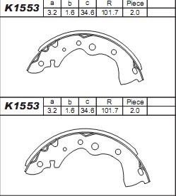 Asimco K1553 - Комплект гальм, барабанний механізм autozip.com.ua