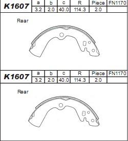 Asimco K1607 - Комплект гальм, барабанний механізм autozip.com.ua