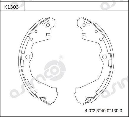 Asimco K1303 - Комплект гальм, барабанний механізм autozip.com.ua