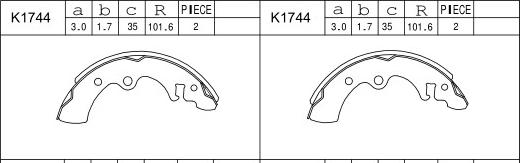 Asimco K1744 - Комплект гальм, барабанний механізм autozip.com.ua