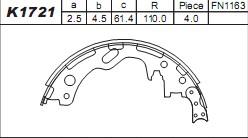 Asimco K1721 - Комплект гальм, барабанний механізм autozip.com.ua