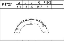 Asimco K1727 - Комплект гальм, ручник, парковка autozip.com.ua