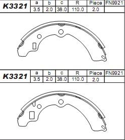 Asimco K3321 - Комплект гальм, барабанний механізм autozip.com.ua