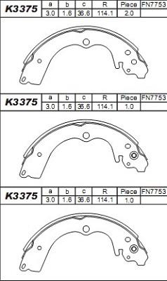 Asimco K3375 - Комплект гальм, барабанний механізм autozip.com.ua