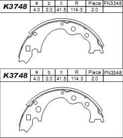 Asimco K3748 - Комплект гальм, барабанний механізм autozip.com.ua