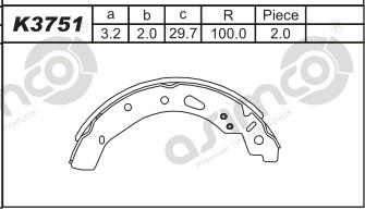 Asimco K3751 - Комплект гальм, барабанний механізм autozip.com.ua