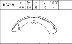 Asimco K3718 - Комплект гальм, барабанний механізм autozip.com.ua