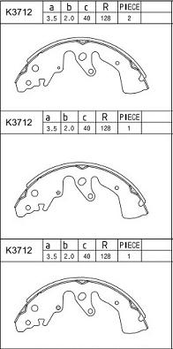 Asimco K3712 - Комплект гальм, барабанний механізм autozip.com.ua