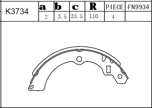 Asimco K3734 - Комплект гальм, барабанний механізм autozip.com.ua